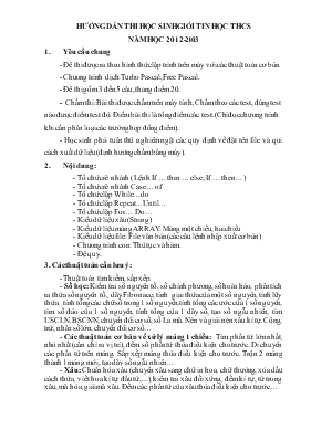 Hương dân thi hoc sinh gioi tin học THCS năm học 2012 - 2103